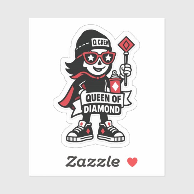 Sticker Mascotte de la rue Queen of Diamonds — Édition des (Feuille)
