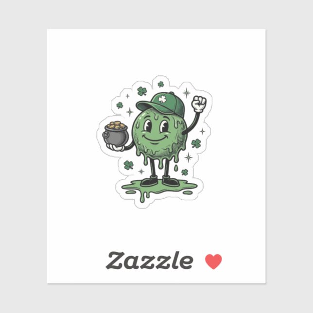 Sticker Mascotte de Slime de la Saint-Patrick T-Shirt Vint (Feuille)