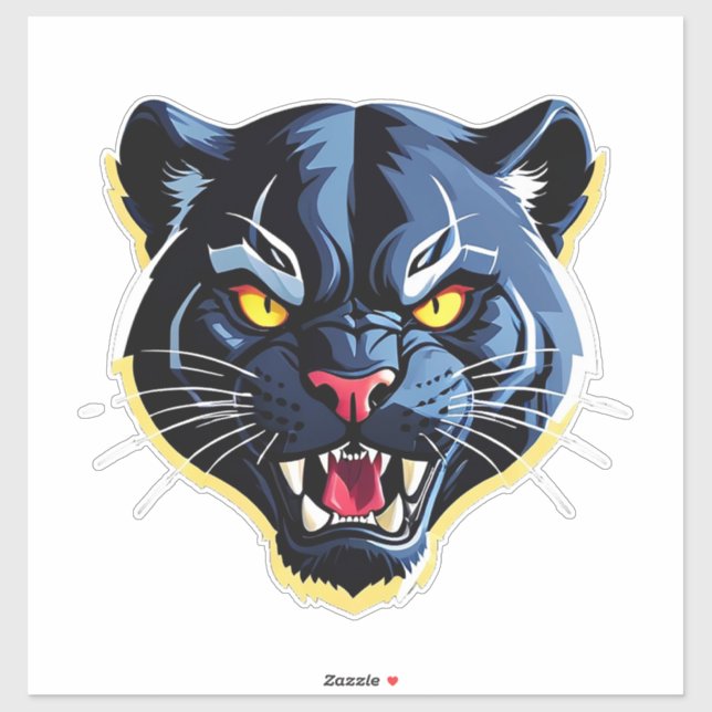 Sticker Mascotte Féline Rugissante Féroce (Feuille)