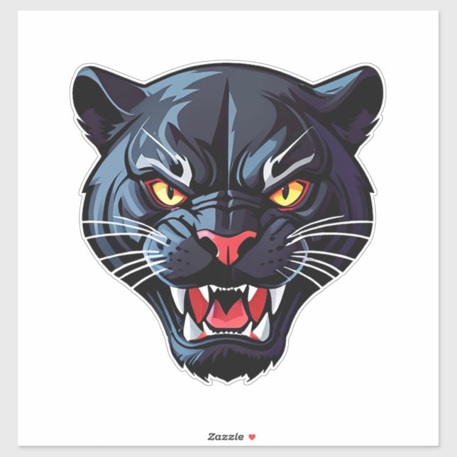 Sticker Mascotte Féline Rugissante Féroce (Feuille)