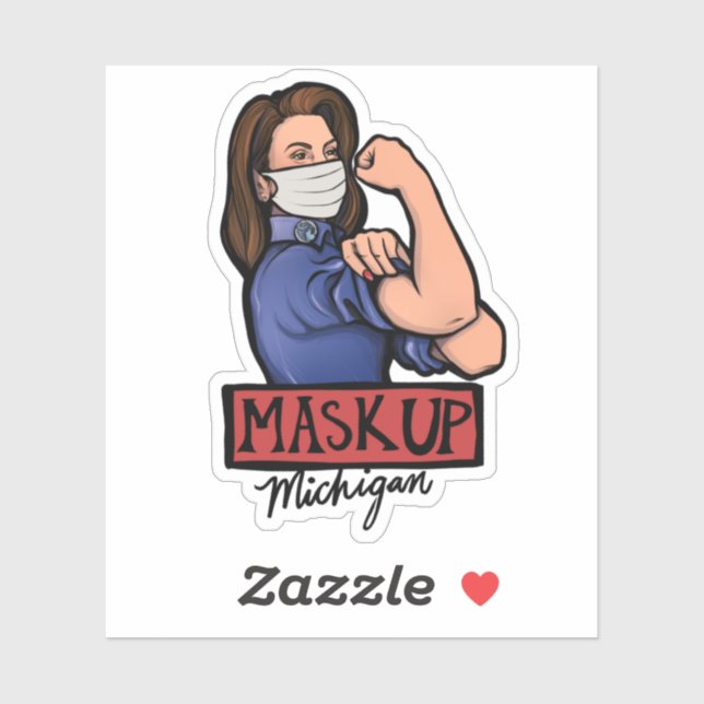 Sticker Mask Up Michigan Gretchen Whitmer Michigander (Feuille)