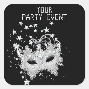 Sticker MASK White Silver Party