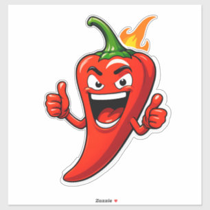 Sticker Masque de poivre de feu de dessin animé avec visag