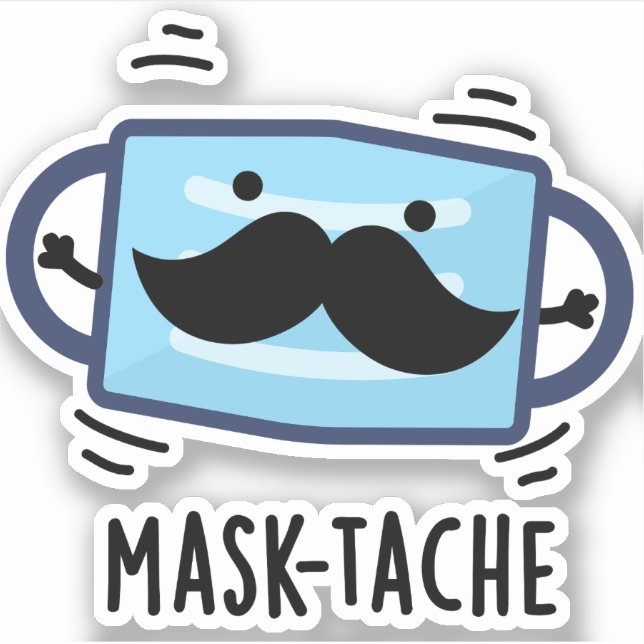 Sticker Masque Drôle Masque Drôle Masque Mustache Pun (Devant)