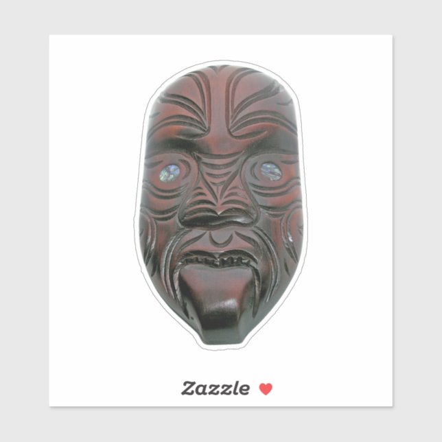 Sticker Masque Maori sculpté (Feuille)