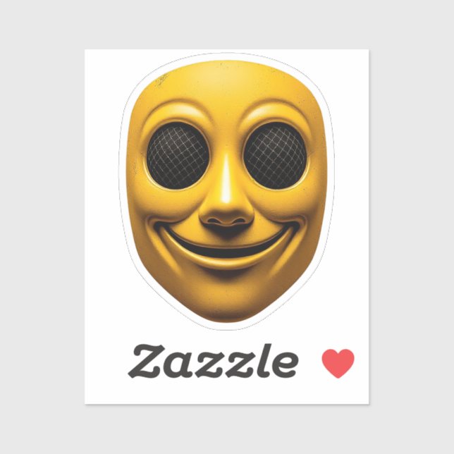 Sticker Masque souriant jaune (Feuille)