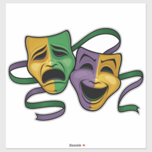 Sticker Masques de théâtre festifs Mardi Gras joyeux et tr