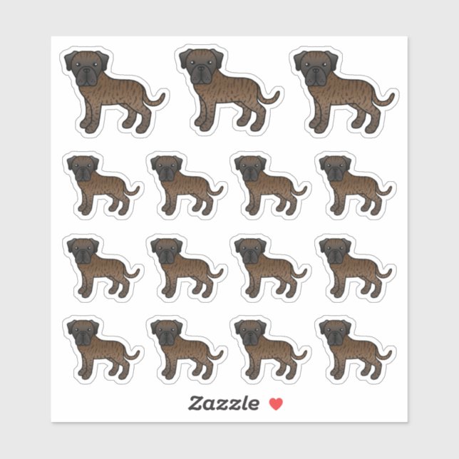 Sticker Mastiff Anglais Bringé Chiens de Dessin Animé Mign (Feuille)