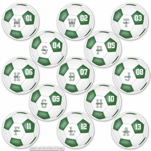Sticker match blanc vert fin de saison jeu de 13 (Devant)