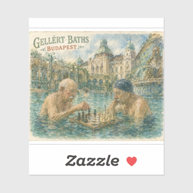 Sticker Match d'échecs Bains Gellert Budapest Hongrie (Feuille)