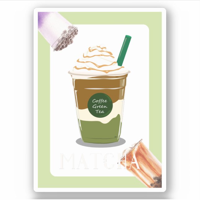 Sticker Matcha boba thé vert, matcha (Devant)