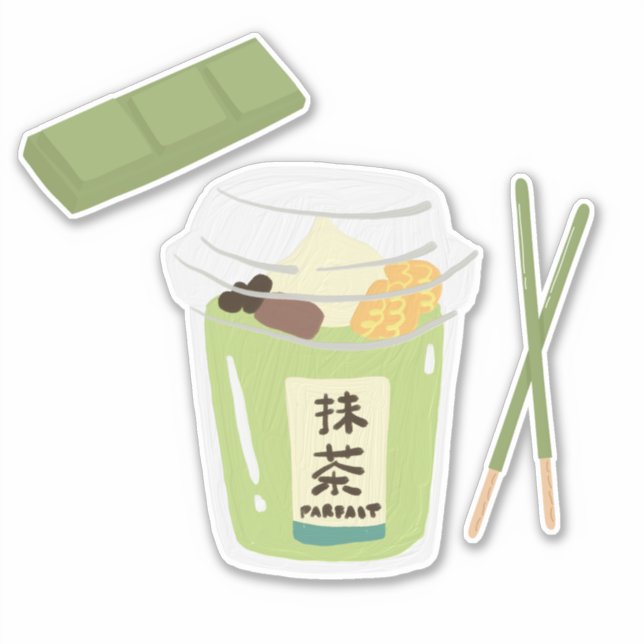 Sticker Matcha boba thé vert, matcha (Devant)
