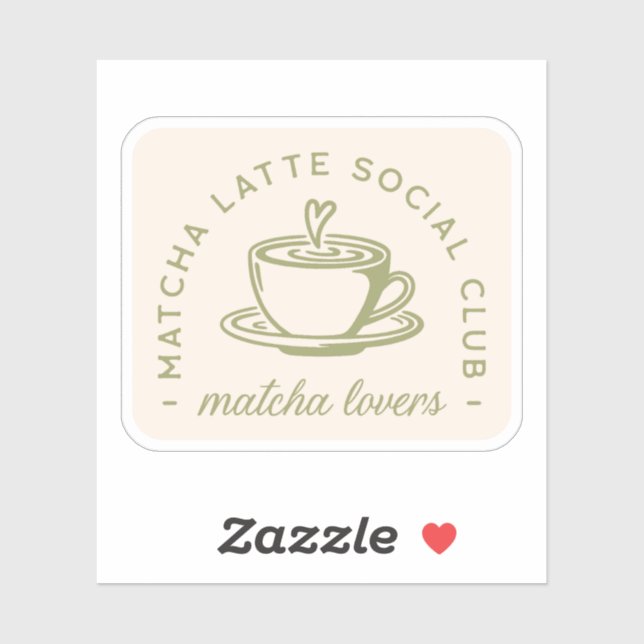 Sticker Matcha latte amoureux club fille esthétique (Feuille)