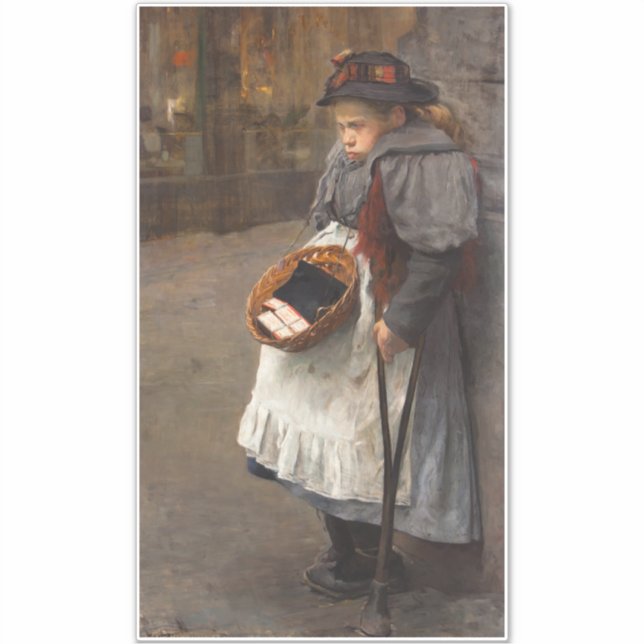 Sticker Matchstick Girl pauvre rue Urchin Pauvreté urbaine (Devant)