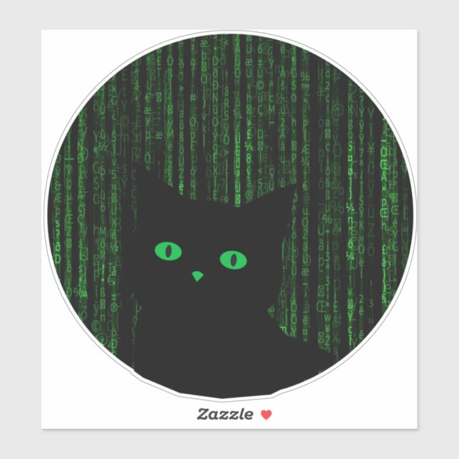 Sticker matrix cat, the matrix rain code, binary code (Feuille)