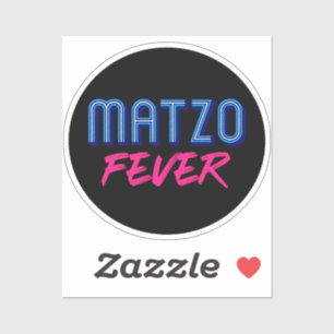 Sticker Matzo Fever bleu rose rétro Slogan juif