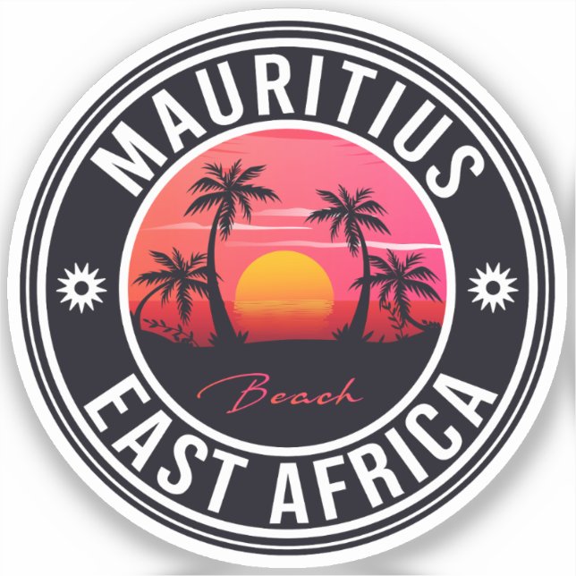 Sticker Maurice Afrique de l'Est Rétro Sunset Souvenirs 60 (Recto)