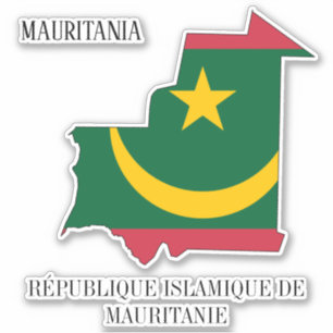 Sticker Mauritanie Drapeau Charme Carte Patriotique