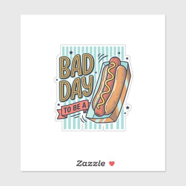 Sticker Mauvaise Journée Hot Dog Retro Vector Conception d (Feuille)