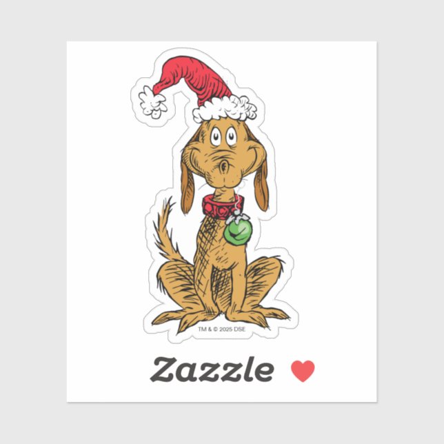 Sticker Max le chien avec un chapeau de Père Noël (Feuille)