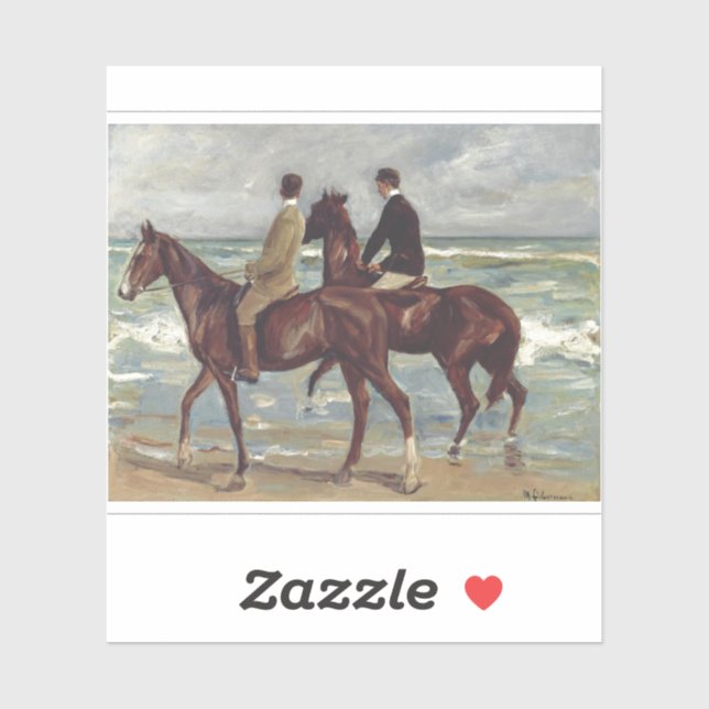 Sticker Max Liebermann : Deux Cavaliers sur la Plage Art (Feuille)
