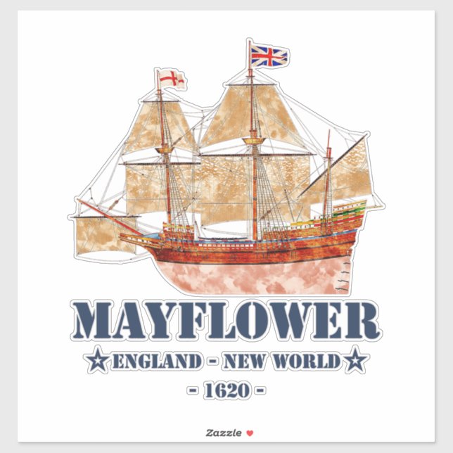 Sticker Mayflower Tall Ship - Angleterre vers le Nouveau M (Feuille)