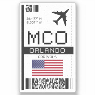 Sticker MCO Orlando, Florida Airport Boarding Pass - USA