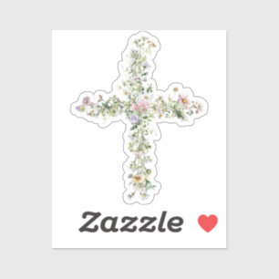 Sticker Meadow fleur sauvage cross Religieux chrétienne