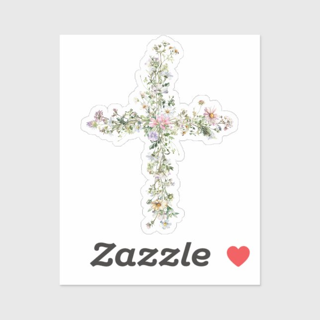 Sticker Meadow fleur sauvage cross Religieux chrétienne (Feuille)