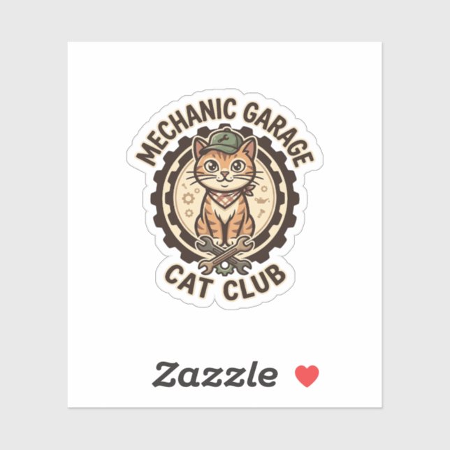 Sticker Mécanicien Garage Chat POD Vector Art - Mécanicien (Feuille)