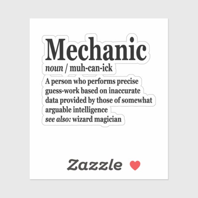 Sticker Mécanique diesel Définition Drôle réparateur père (Feuille)