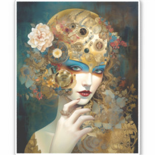 Sticker Mécanique Lady Robotique Imaginaire Sci-Fi