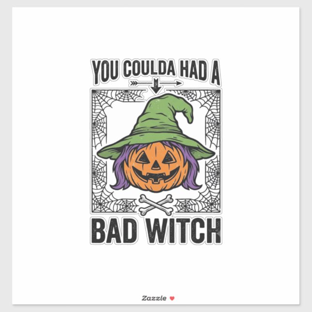 Sticker Méchante Sorcière Drôle de Citrouille d'Halloween  (Feuille)