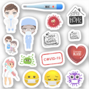 Sticker Médicale covid-19 corona masques d'hôpital petit