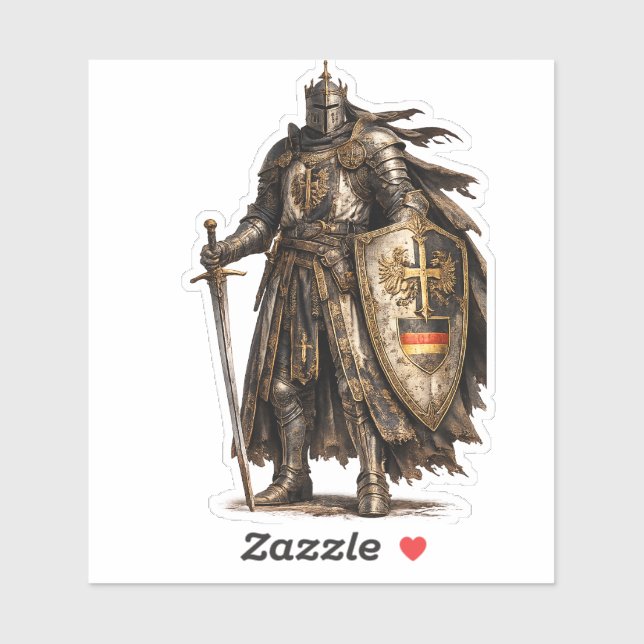 Sticker Medieval Knight Warrior Glossy Clear Fantasy .. (Feuille)