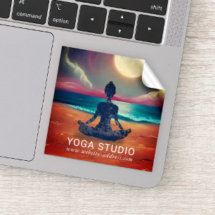 Sticker Méditation Yoga paisible Lune Sky Ocean Beach