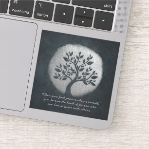 Sticker Méditation Yoga Reiki Instructeur Arbre Argent Cit