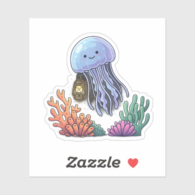 Sticker Méduse lanterne océanique (Feuille)