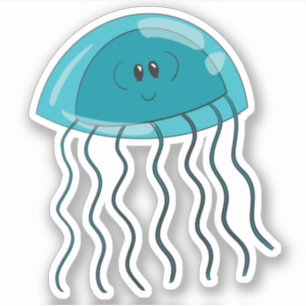 Sticker méduse turquoise