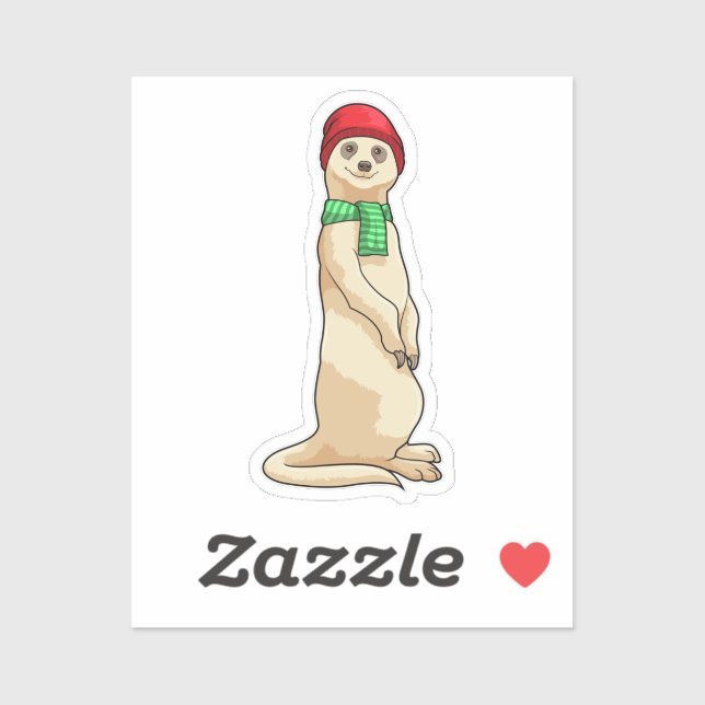 Sticker Meerkat avec Casquette et Écharpe (Feuille)