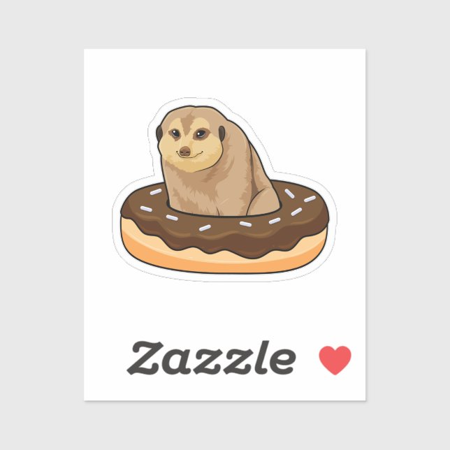 Sticker Meerkat avec Donut (Feuille)