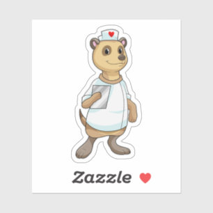 Sticker Meerkat comme infirmière avec coeur