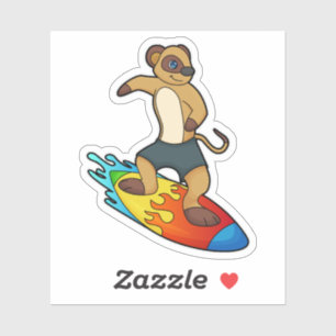 Sticker Meerkat comme surfeur avec Surfer