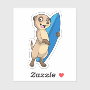 Sticker Meerkat comme surfeur avec Surfer