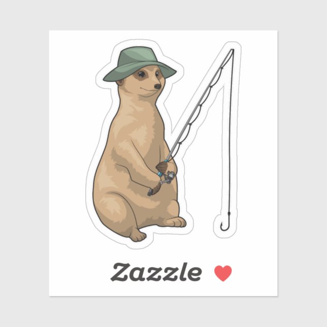 Sticker Meerkat Fishing Fisher (Feuille)