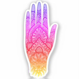 Sticker Mehndi tatouage main Art arc-en-ciel
