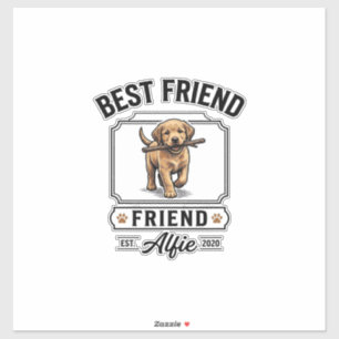 Sticker Meilleur ami Alfie Conception d'amant de chien vin