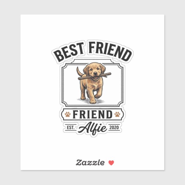 Sticker Meilleur ami Alfie Conception d'amant de chien vin (Feuille)