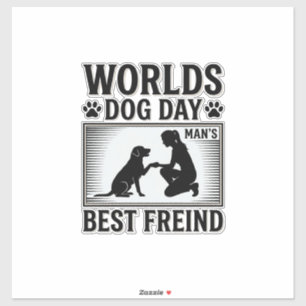 Sticker Meilleur Ami de l'Homme Jour de Chien Vintage