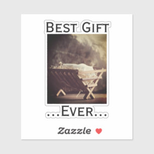 Sticker Meilleur cadeau Ever Noël Baby in Manger